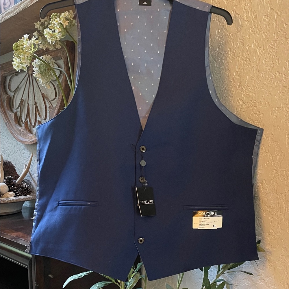 Blue Vest with Polka Dot Lining